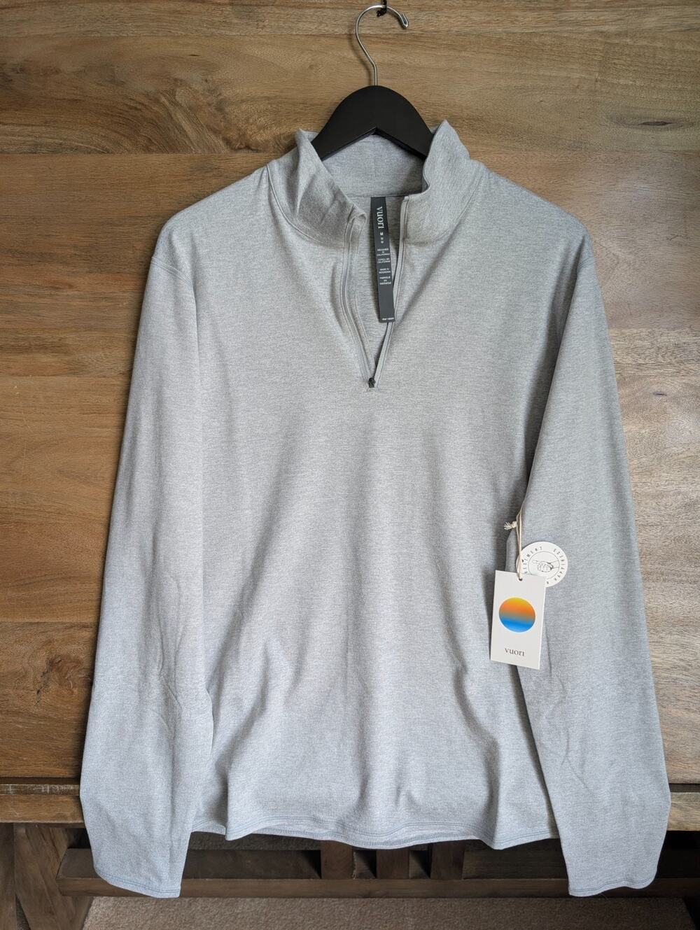 NWT Vuori Ponto 1/2 Zip Pullover Mens M Heather Gray Mock Neck Performance V2039